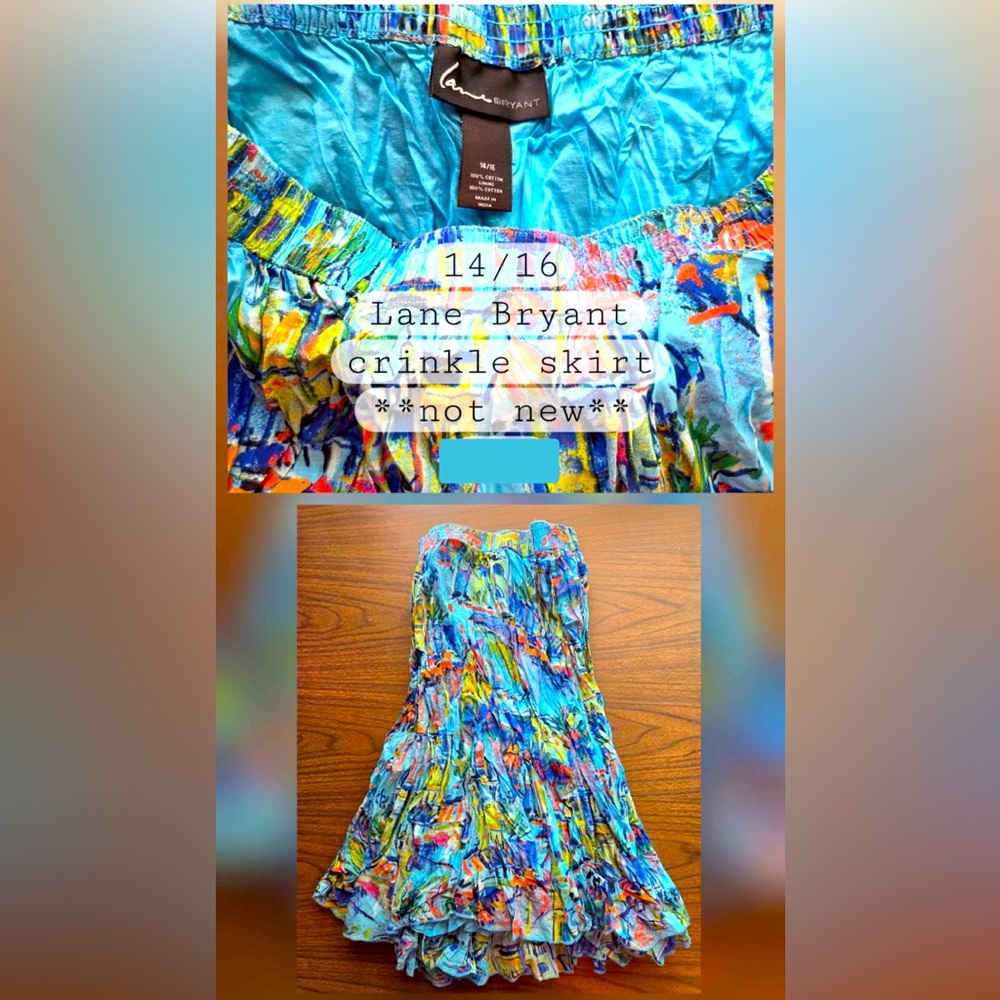 Lane Bryant Blue and Yellow Bubble Skirt Knee-Length Resort Wear